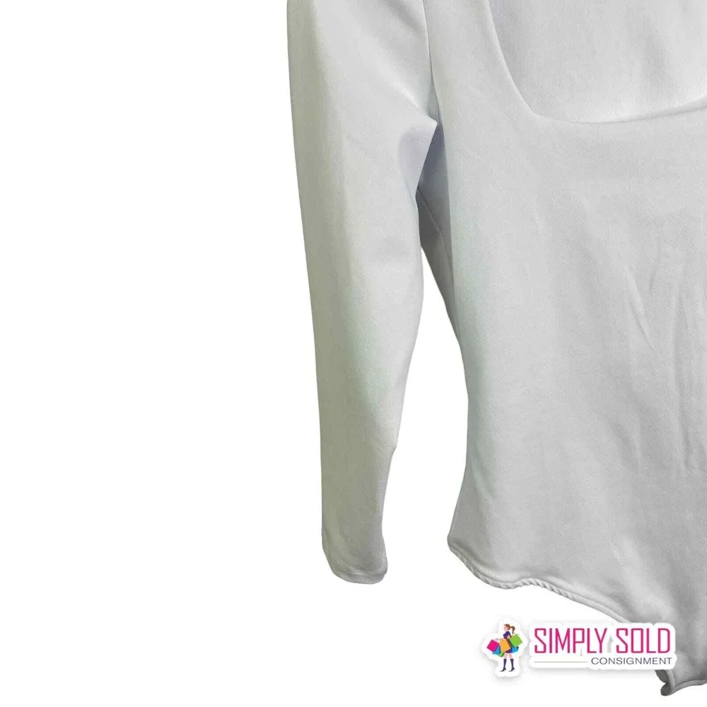Free People Truth Or Square Womens S White Bodysuit Long Sleeve Stretch Top‎